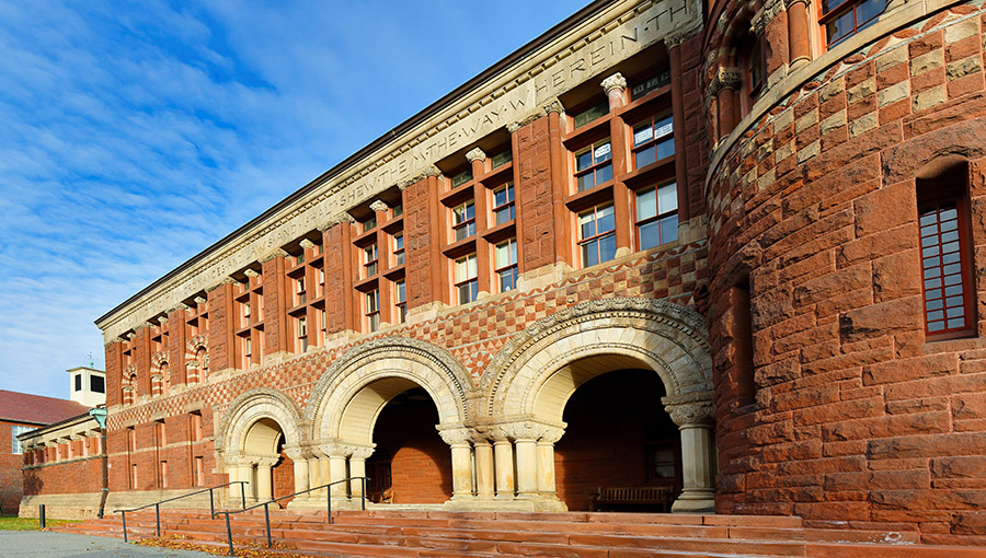 Boston, Massachusetts - November 10, 2019: The Harvard Law School on the campus of Harvard University. Harvard University is a private Ivy League research university in Cambridge, Massachusetts